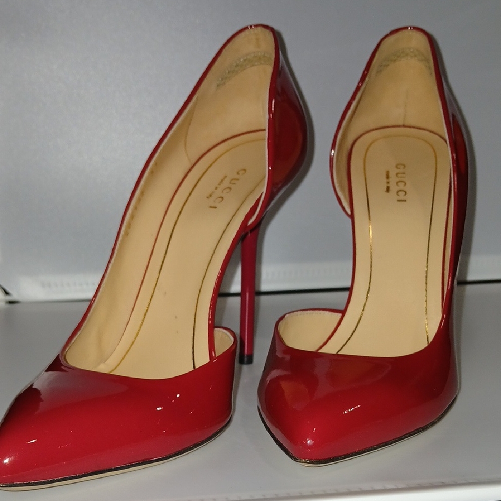 Gucci Red High-Shine Patent Leather Heels